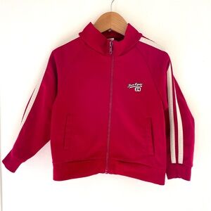 Vintage Mint b.u.m. equipment Track Jacket, Raspberry Red, Classic Arm Stripes